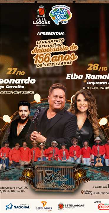 Leonardo e Elba Ramalho estão entre as atrações do aniversário da cidade.